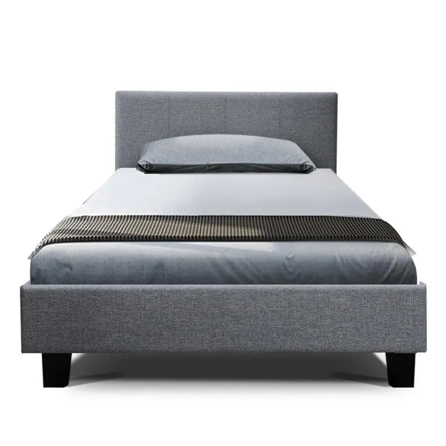 King Single Premium Package | Coogee Bed Frame Grey, Alanya Euro Top Pocket Spring Mattress (Medium Firm) & Pillowtop Mattress Topper