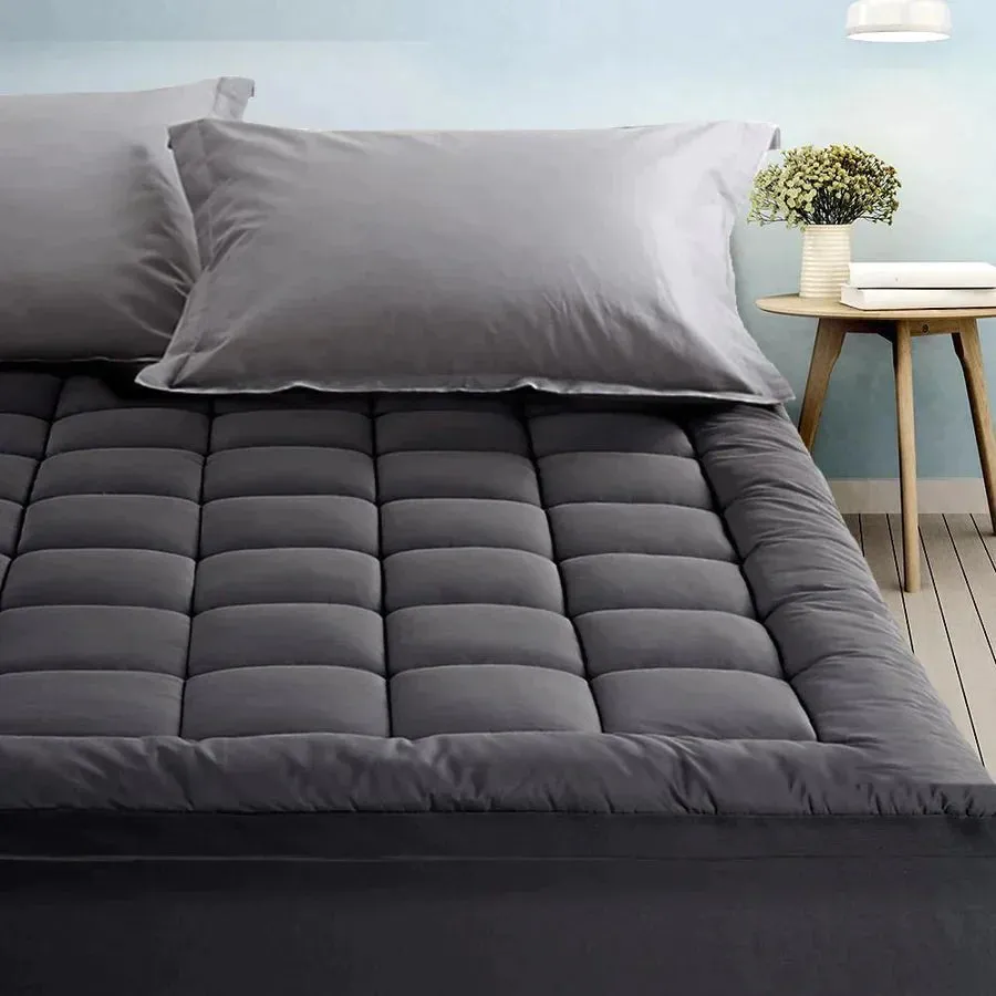 King Single Premium Package | Coogee Bed Frame Grey, Alanya Euro Top Pocket Spring Mattress (Medium Firm) & Pillowtop Mattress Topper