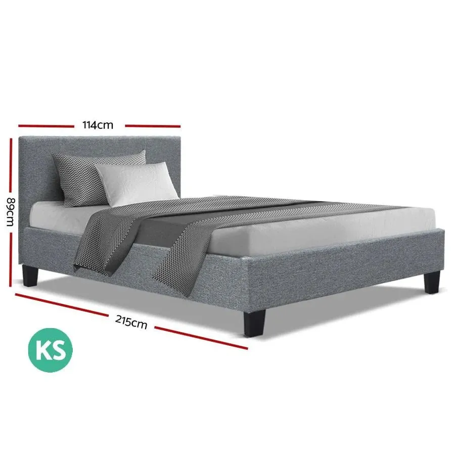 King Single Premium Package | Coogee Bed Frame Grey, Alanya Euro Top Pocket Spring Mattress (Medium Firm) & Pillowtop Mattress Topper