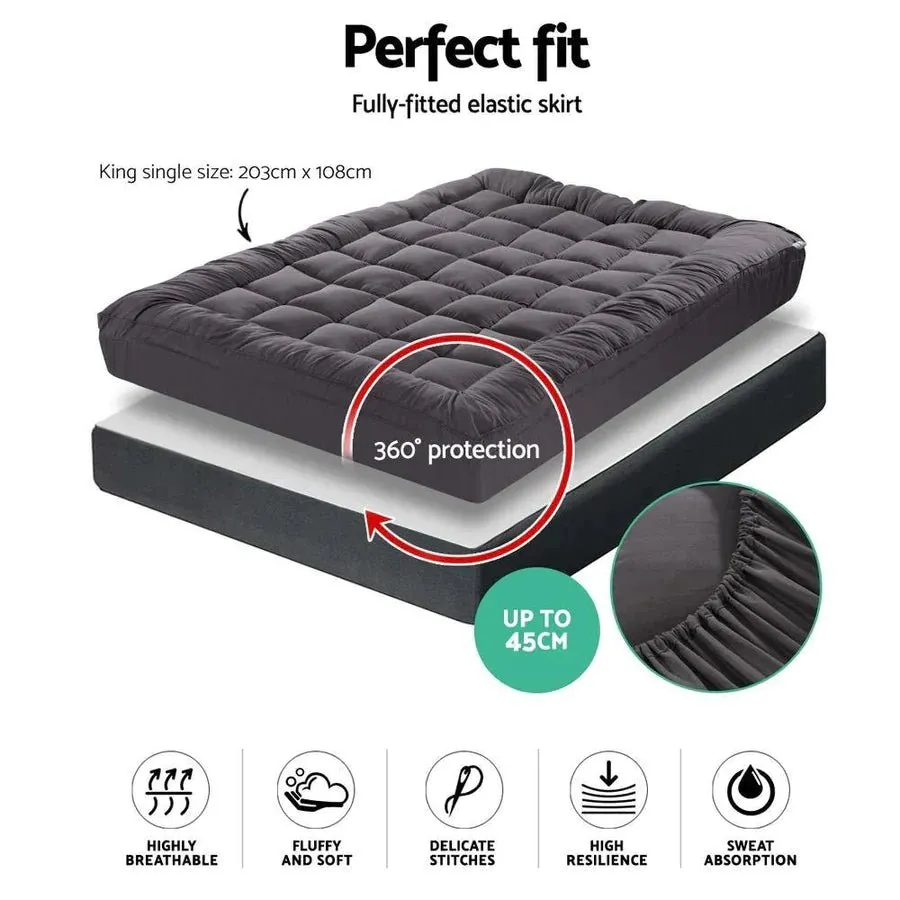 King Single Premium Package | Witton Wooden Bed Frame Walnut, Alanya Euro Top Pocket Spring Mattress (Medium Firm) & Pillowtop Mattress Topper