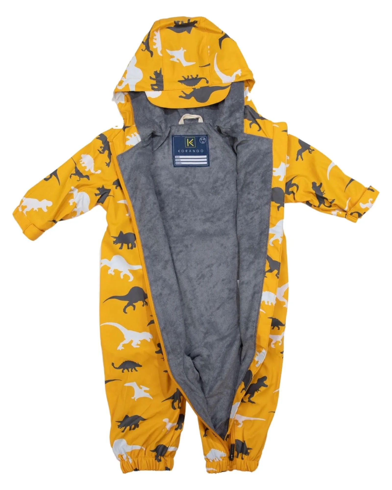 Korango Rain suit Changing Colour Dino Mustard