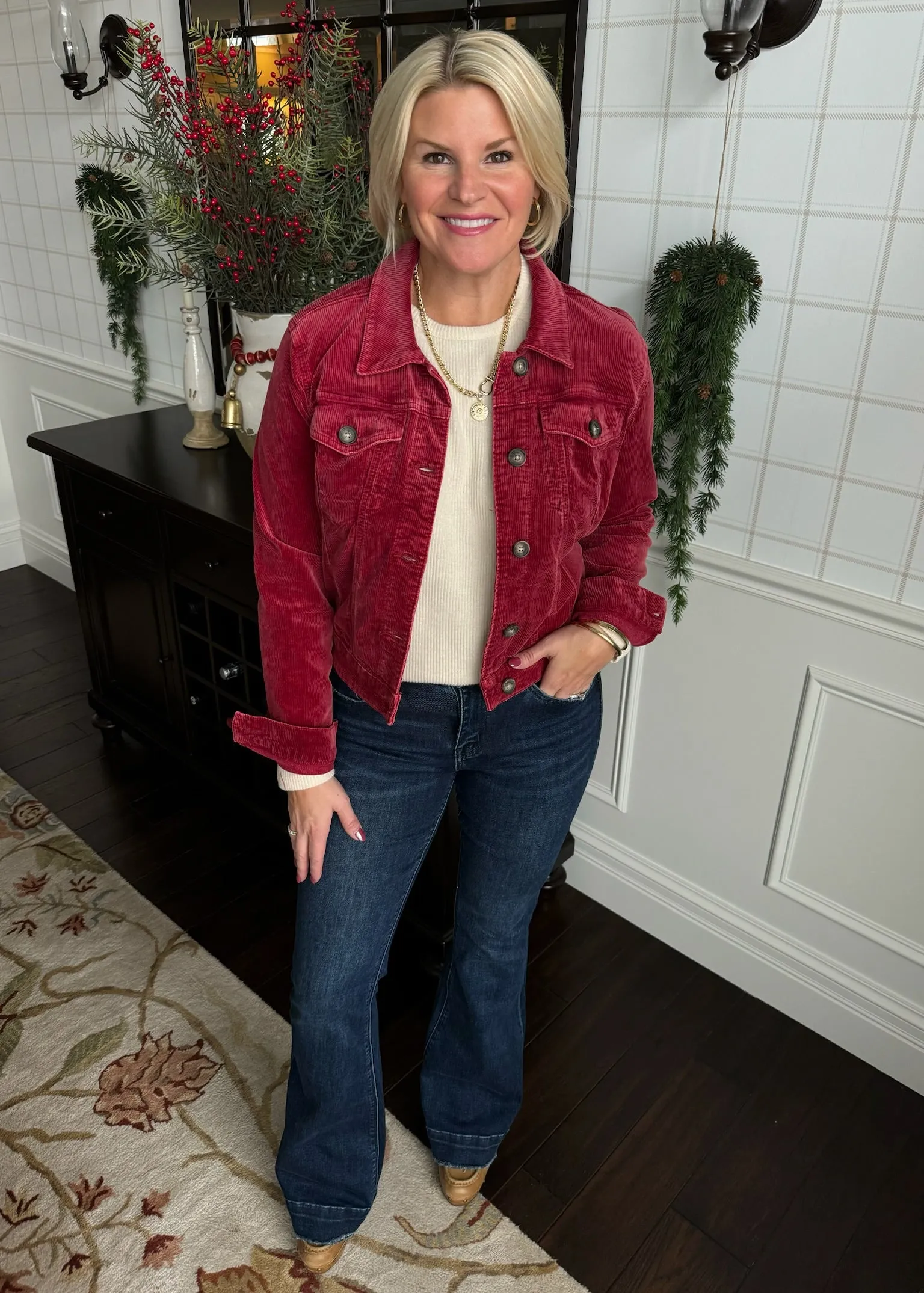 Kut from the Kloth Julie Corduroy Red Jacket