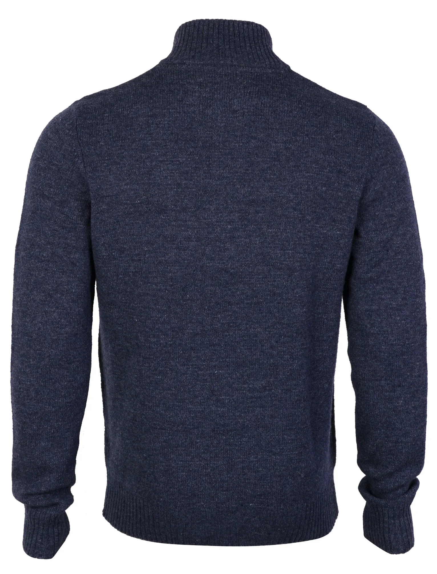 Lambs Wool Blend Button Neck Blue Jumper