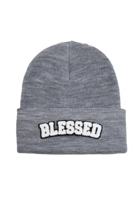 LBB3261 - Glitter Blessed Chenille Patch Knit Cuffed Beanie