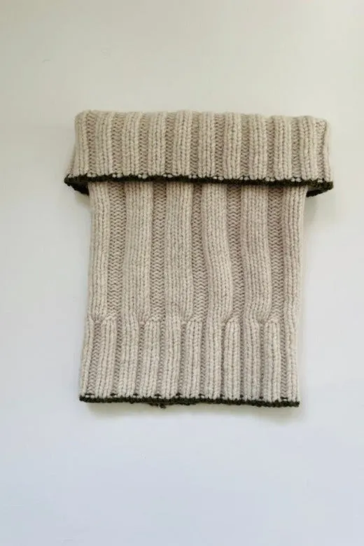 Light Grey Plain Knit Merino Snug with Olive Green Trim