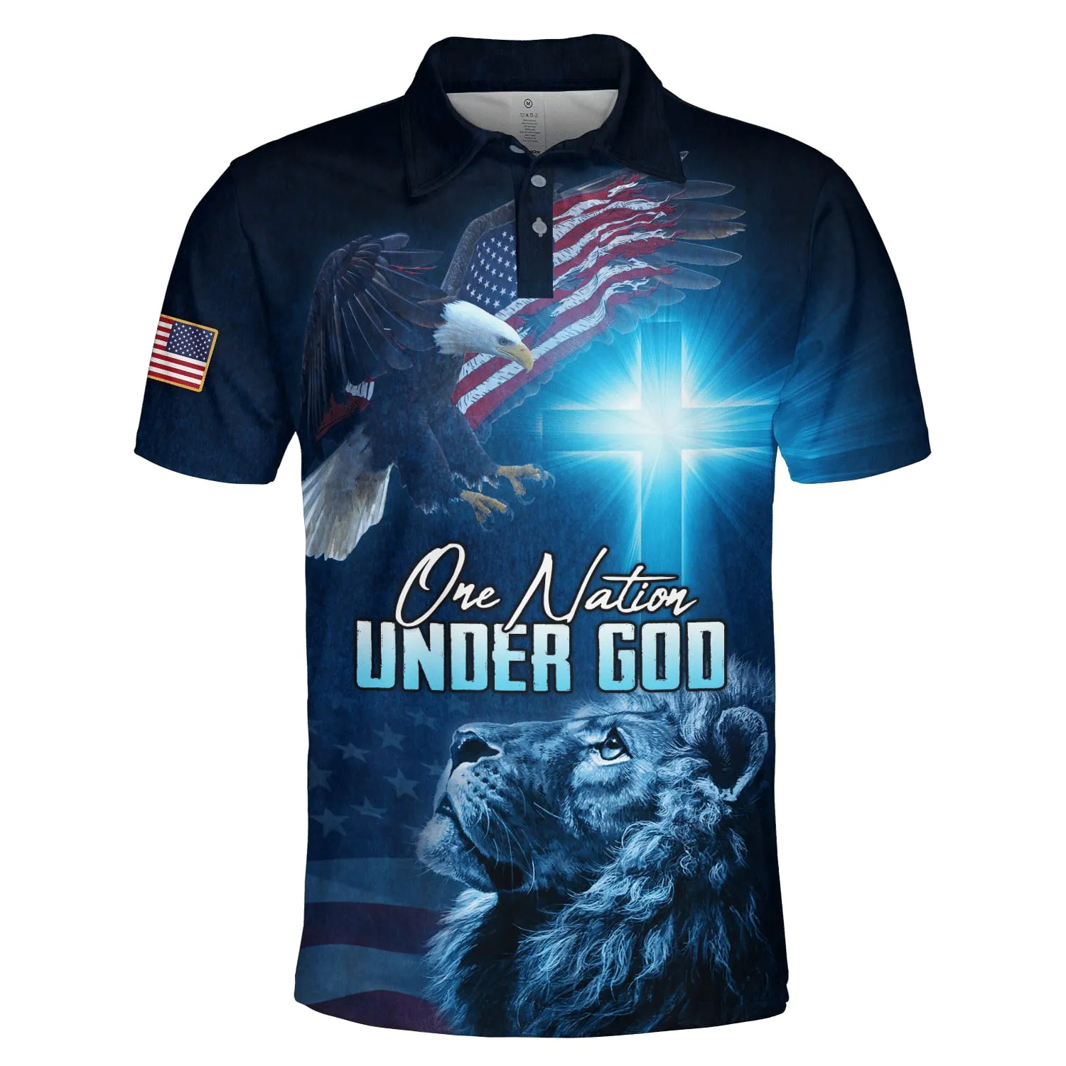 Lion And Eagle One Nation Under God Polo Shirt - Christian Shirts & Shorts