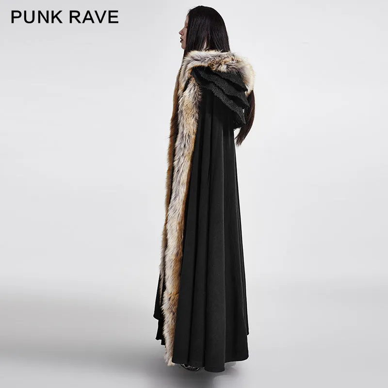 Long Cloak Gothic Trench Coats With Excellent Wool Collar