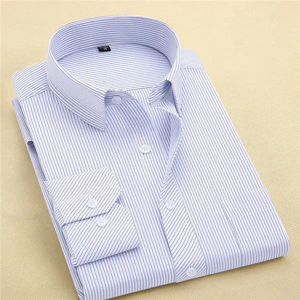 Long Sleeve Shirt Men 2017 Autumn New Fashion Designer High Quality Solid Shirt Non Iron Slim Fit Business Shirts Formal 4XL X00