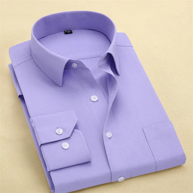 Long Sleeve Shirt Men 2017 Autumn New Fashion Designer High Quality Solid Shirt Non Iron Slim Fit Business Shirts Formal 4XL X00