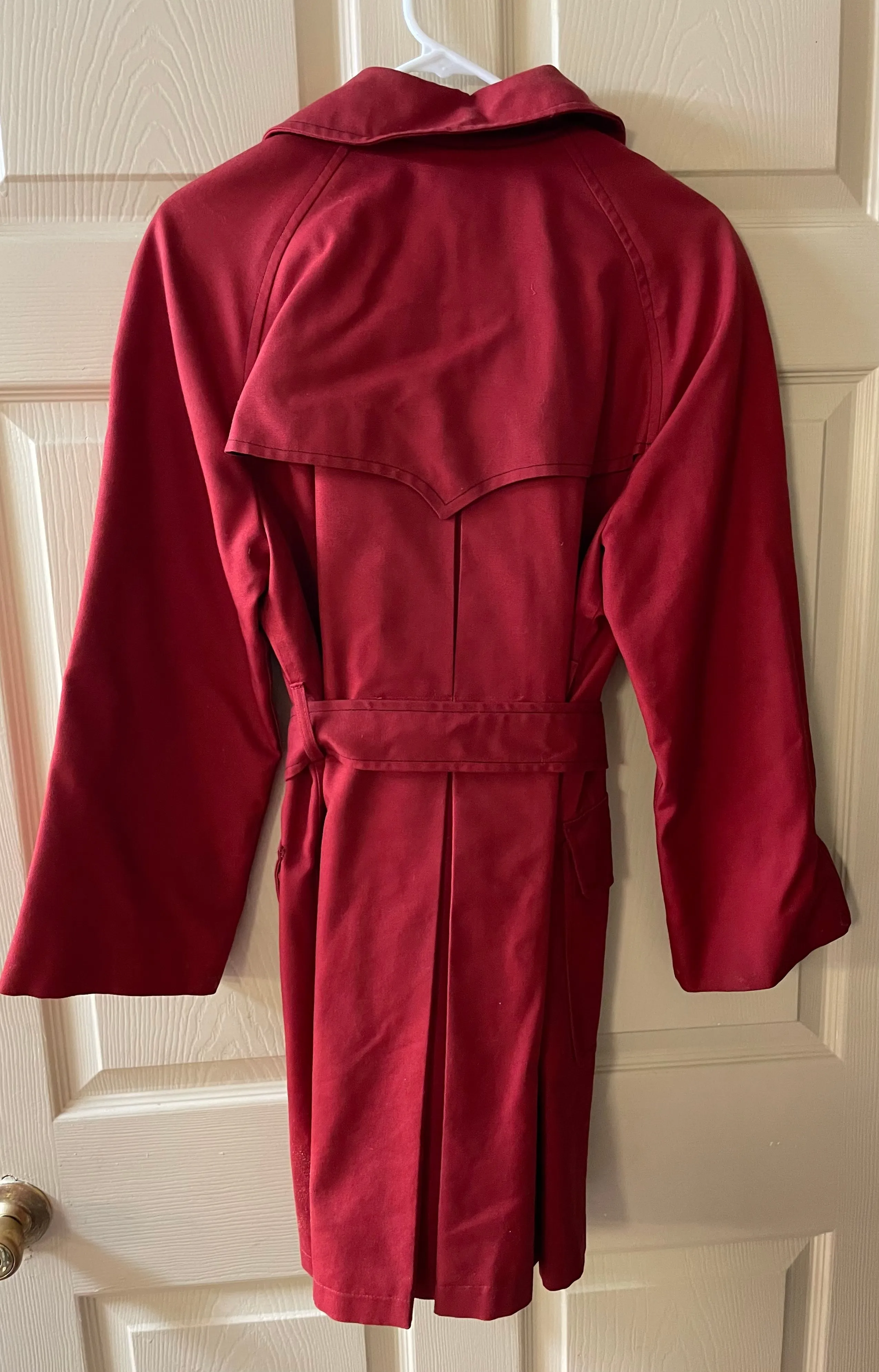 <€€* Vintage Womens Sz 12 London Fog Red Trench Rain Coat Mid Length