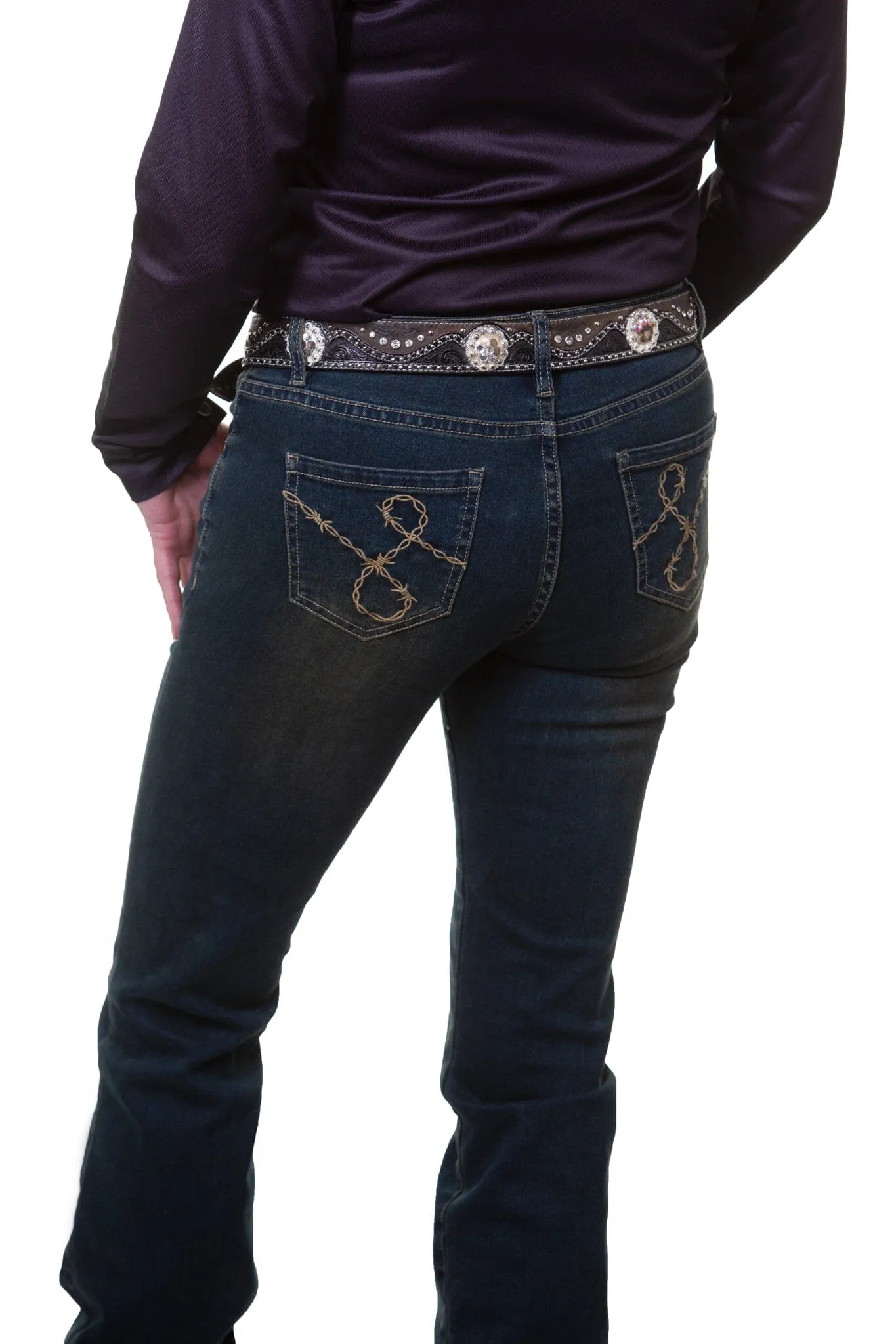 M Sport 6 - Classic Midrise Diva Jeans - Barbwire with Red Vent