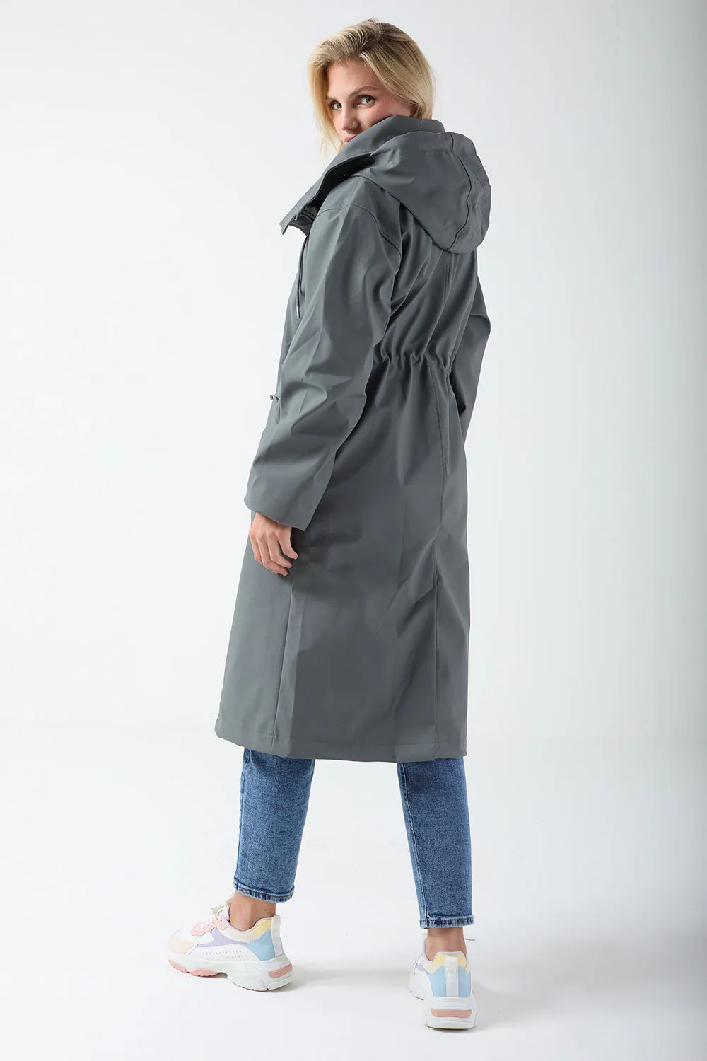 Marc Angelo Longline Raincoat MA11422 Grey