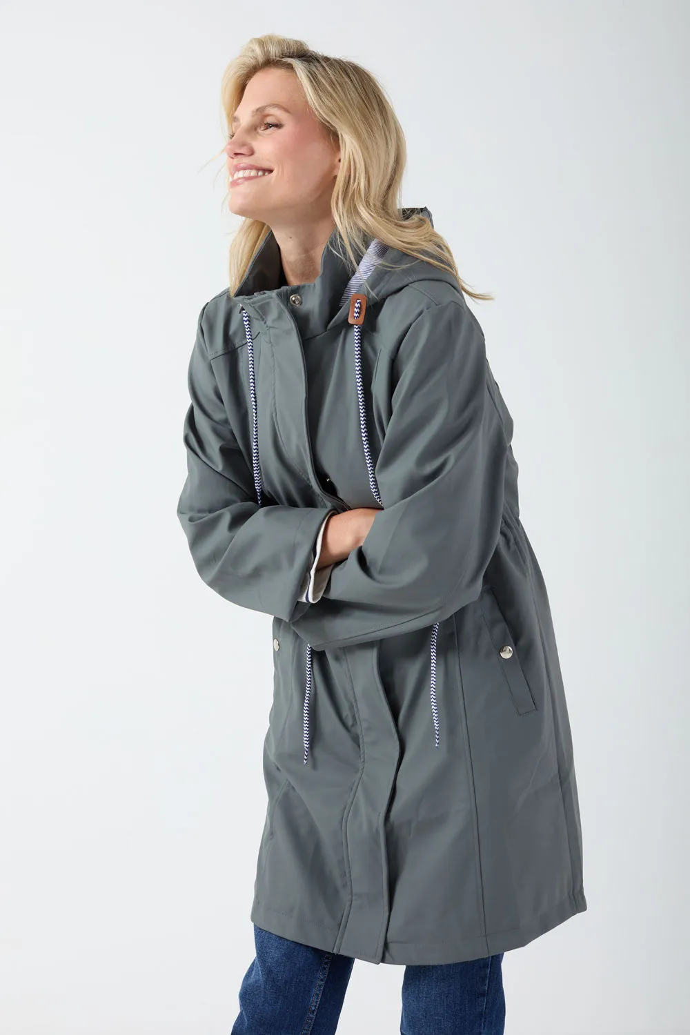 Marc Angelo Longline Raincoat MA25002 Grey