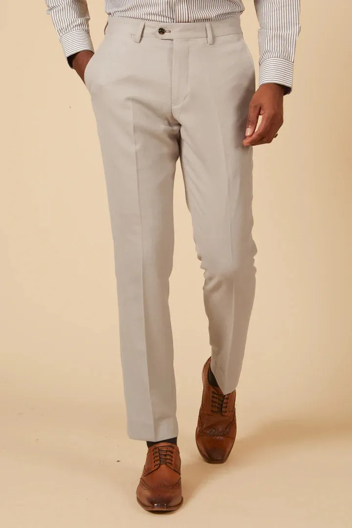 MARC DARCY HM5 Tailored Trousers - Mens Slim Fit - Stone