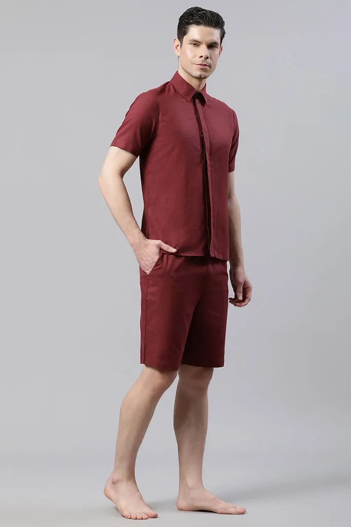 Maroon Solid Loungewear Set