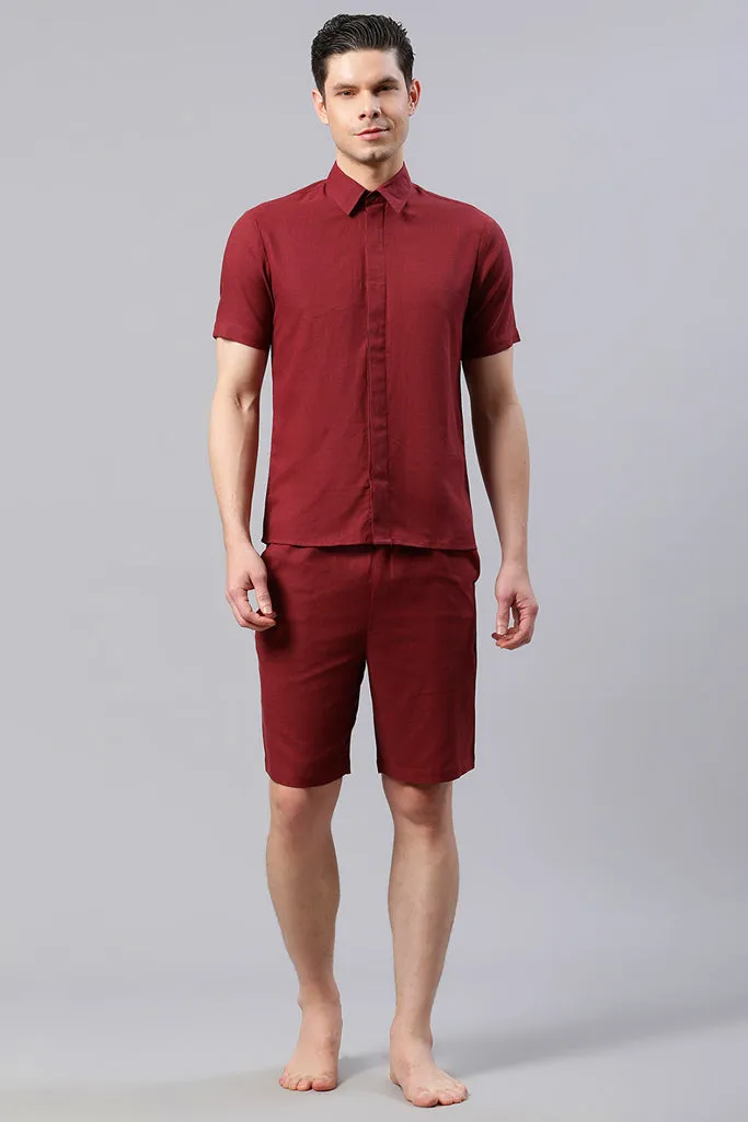 Maroon Solid Loungewear Set