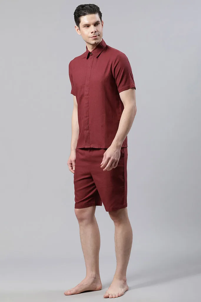 Maroon Solid Loungewear Set