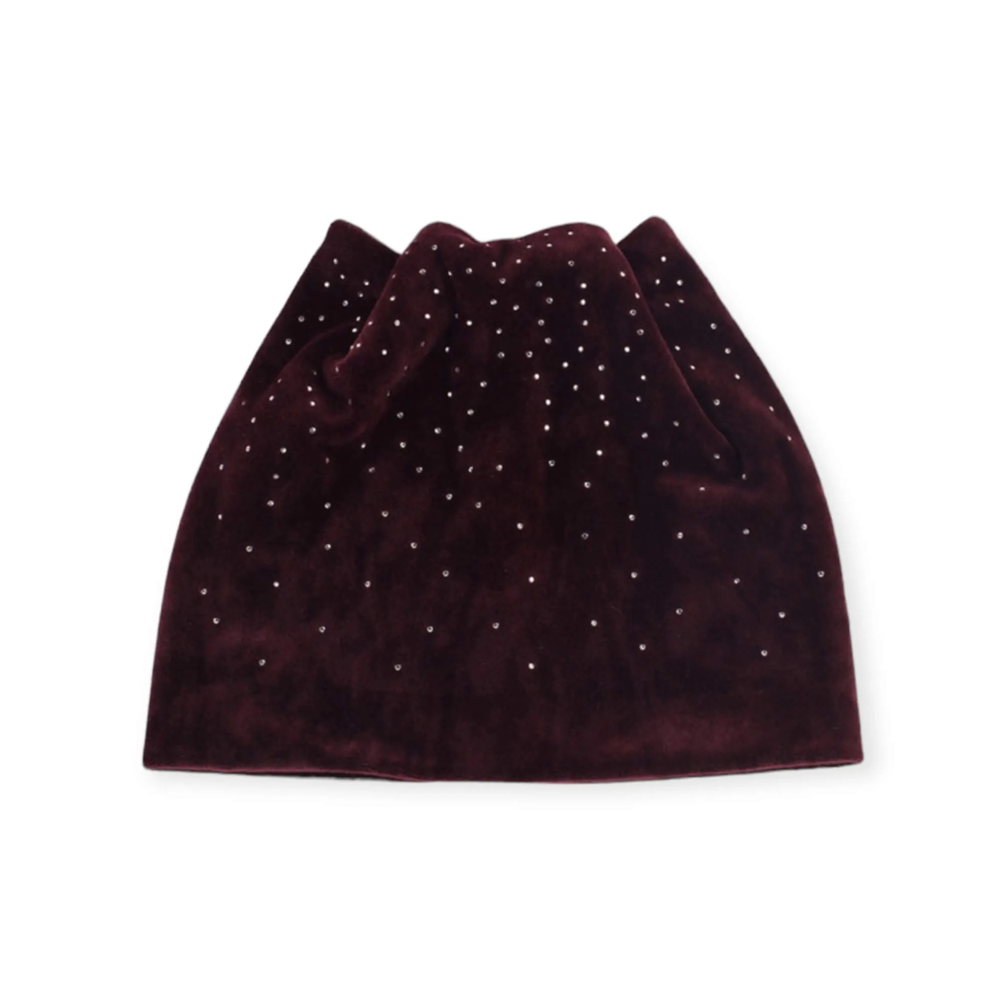 Maroon Velvet Studded Thick Winter Beanies