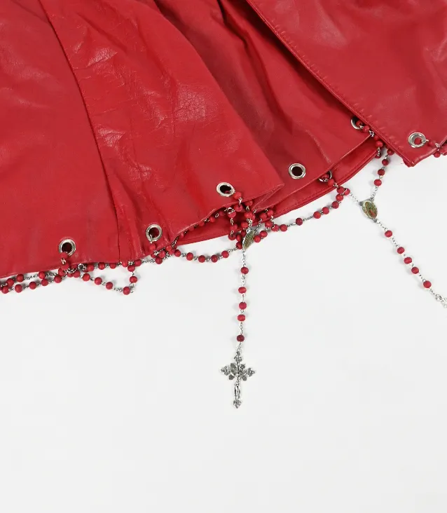 ME TO YOU red leather rosary skirt