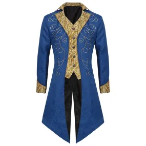 Medieval Steampunk Tailcoat Halloween Costumes for Men, Renaissance Pirate Gothic Jackets Warlock Frock Coat