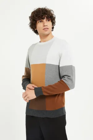 Men Assorted Geometric Check Sweater