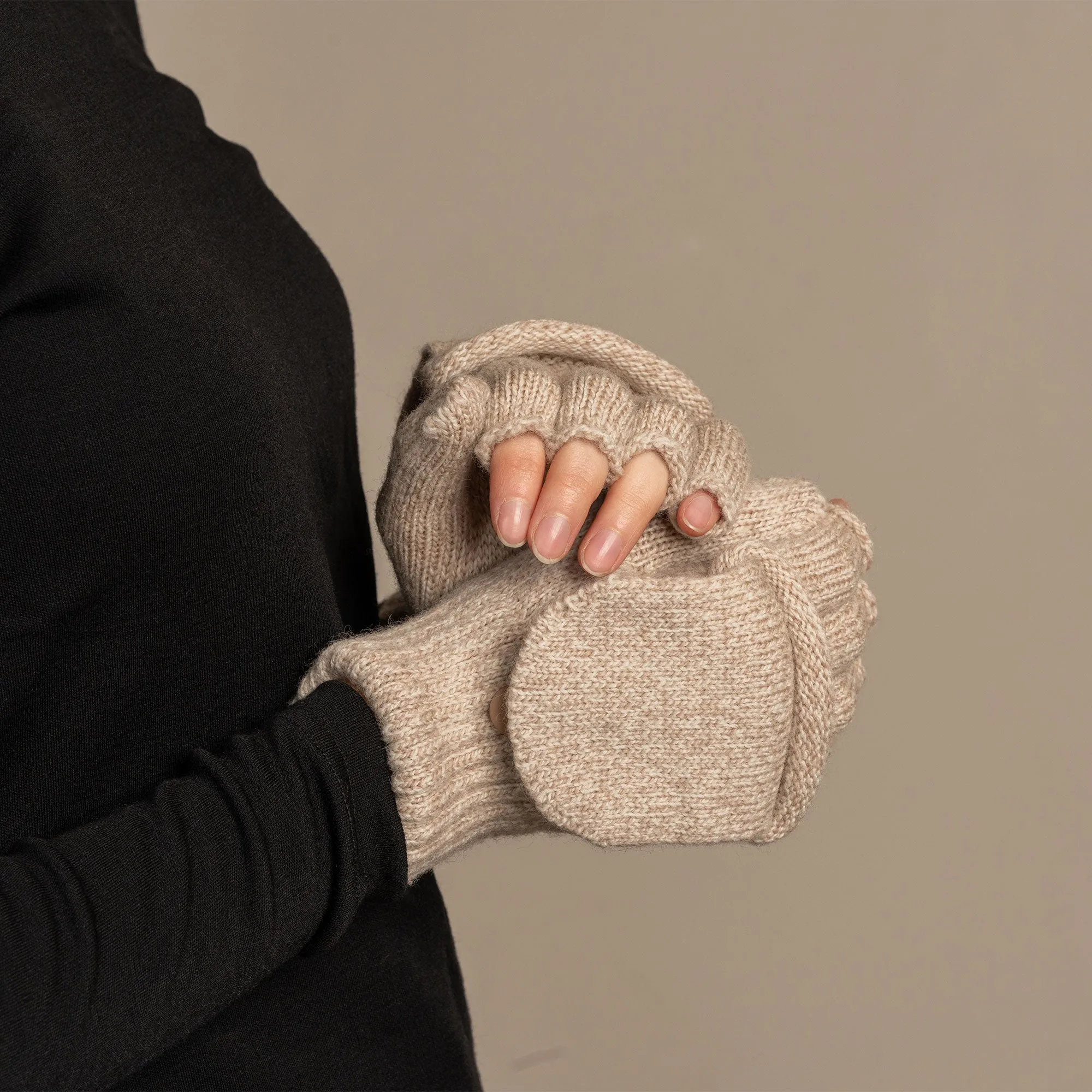 MENIQUE 100% Merino Wool Womens Knit Convertible Gloves Merino