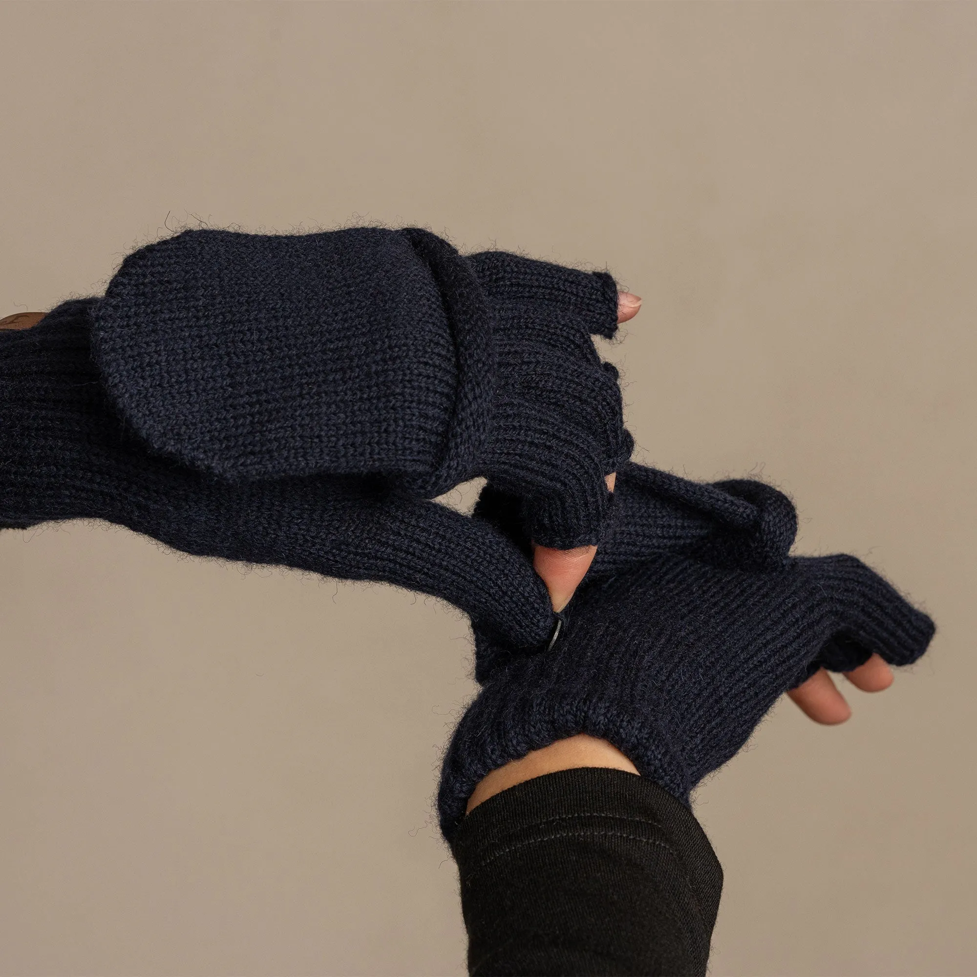 MENIQUE 100% Merino Wool Womens Knit Convertible Gloves Merino