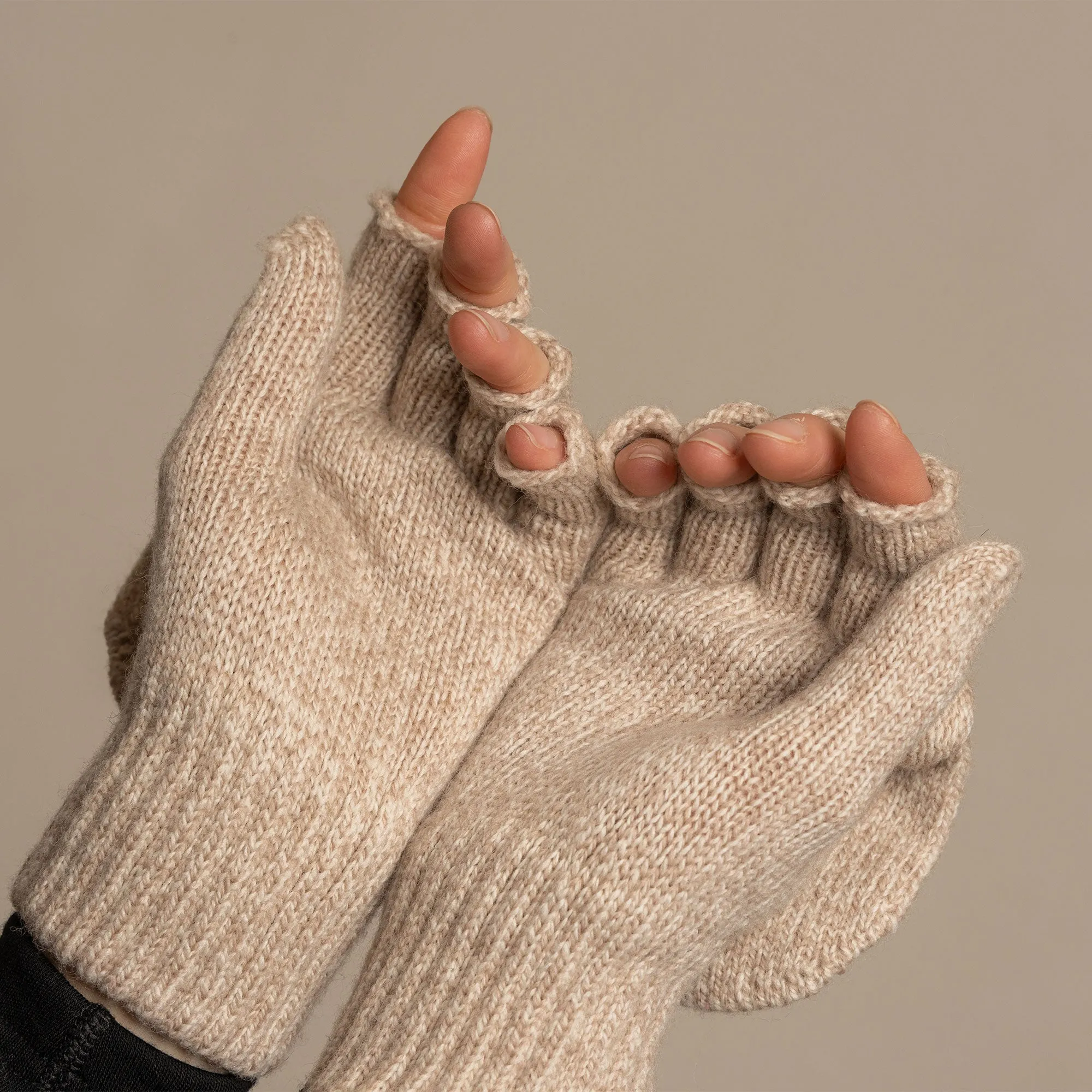 MENIQUE 100% Merino Wool Womens Knit Convertible Gloves Merino