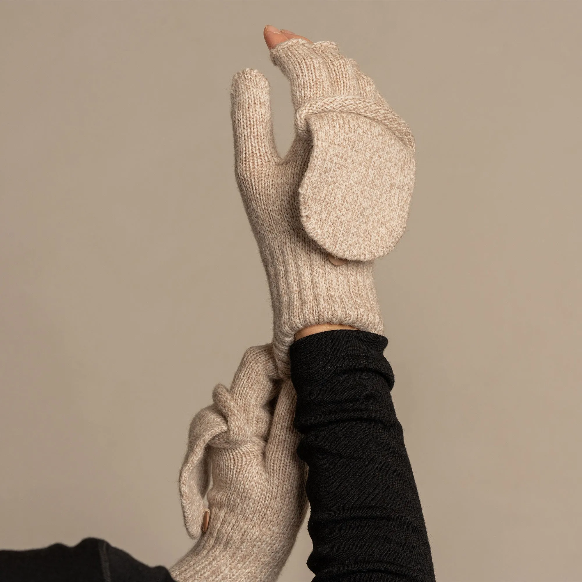 MENIQUE 100% Merino Wool Womens Knit Convertible Gloves Merino