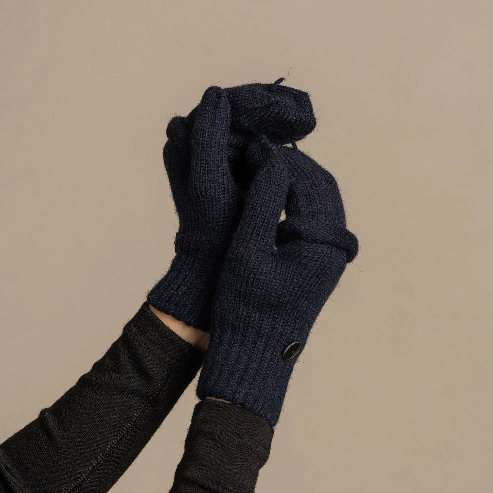 MENIQUE 100% Merino Wool Womens Knit Convertible Gloves Merino