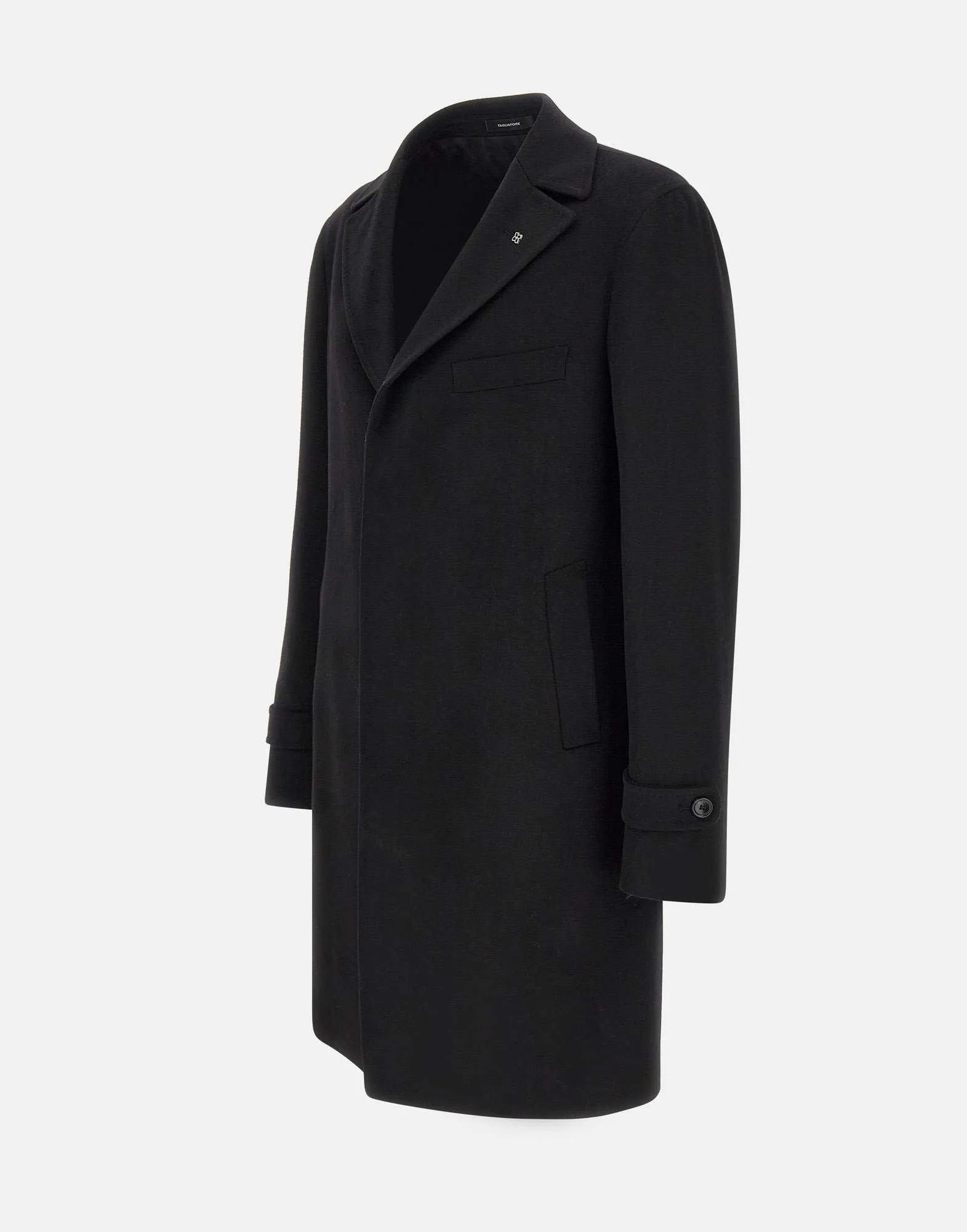 Men's Black Wool Long Coat