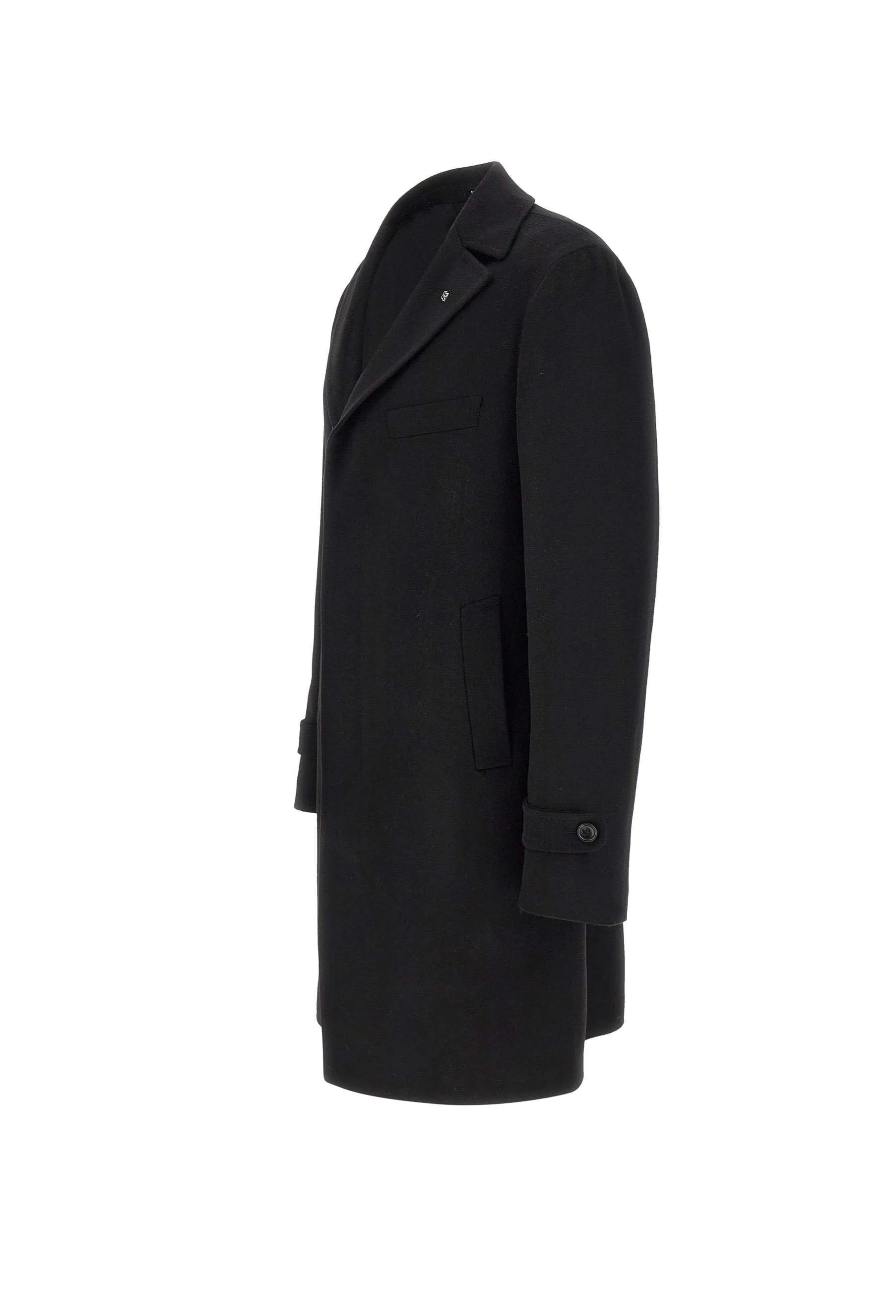 Men's Black Wool Long Coat