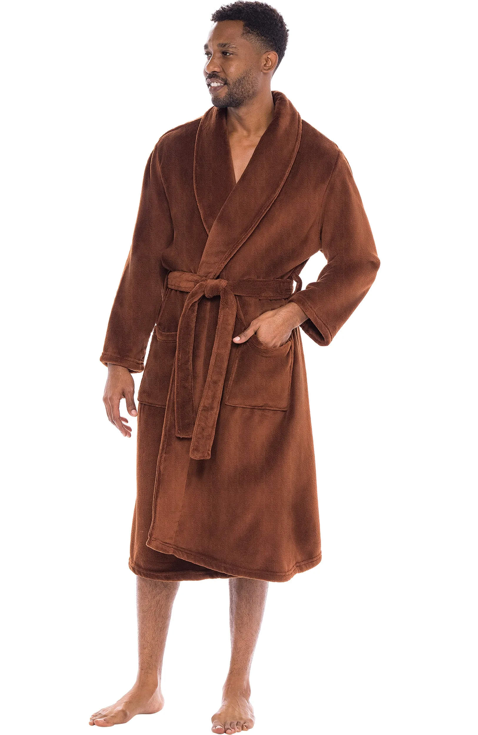 Men's Classic Winter Robe, Plush Fleece Bathrobe