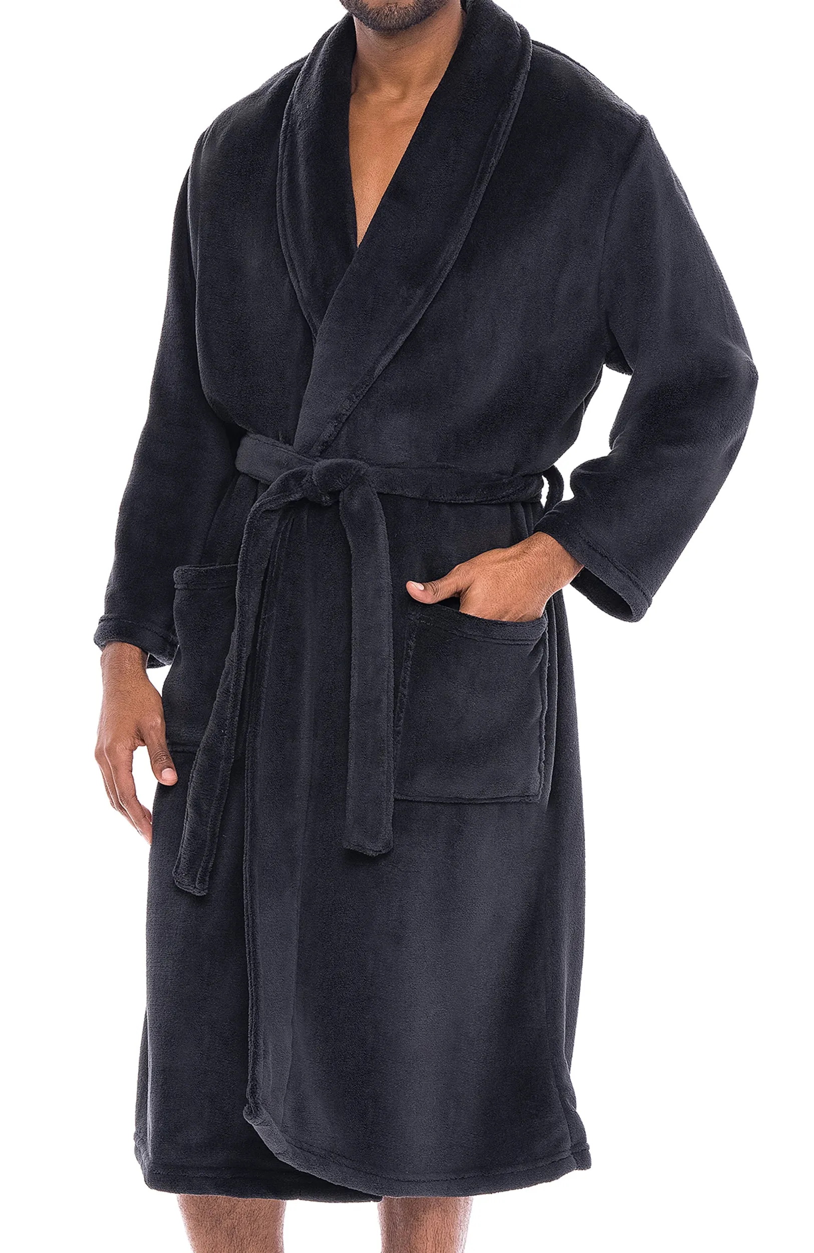 Men's Classic Winter Robe, Plush Fleece Bathrobe