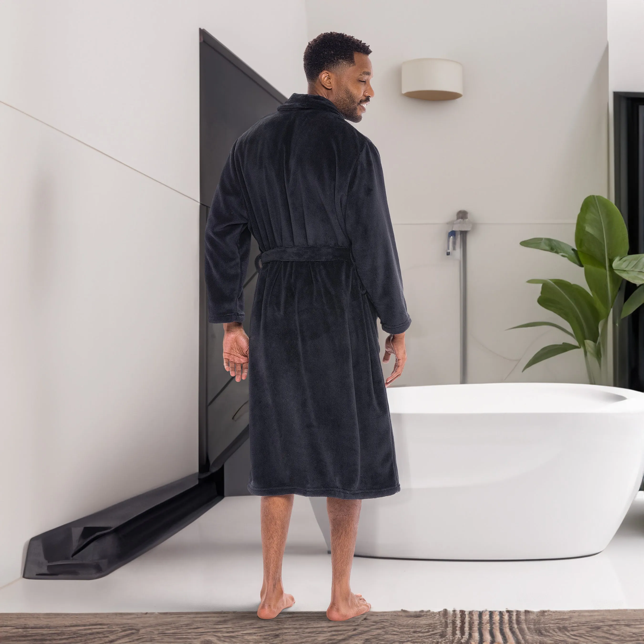 Men's Classic Winter Robe, Plush Fleece Bathrobe