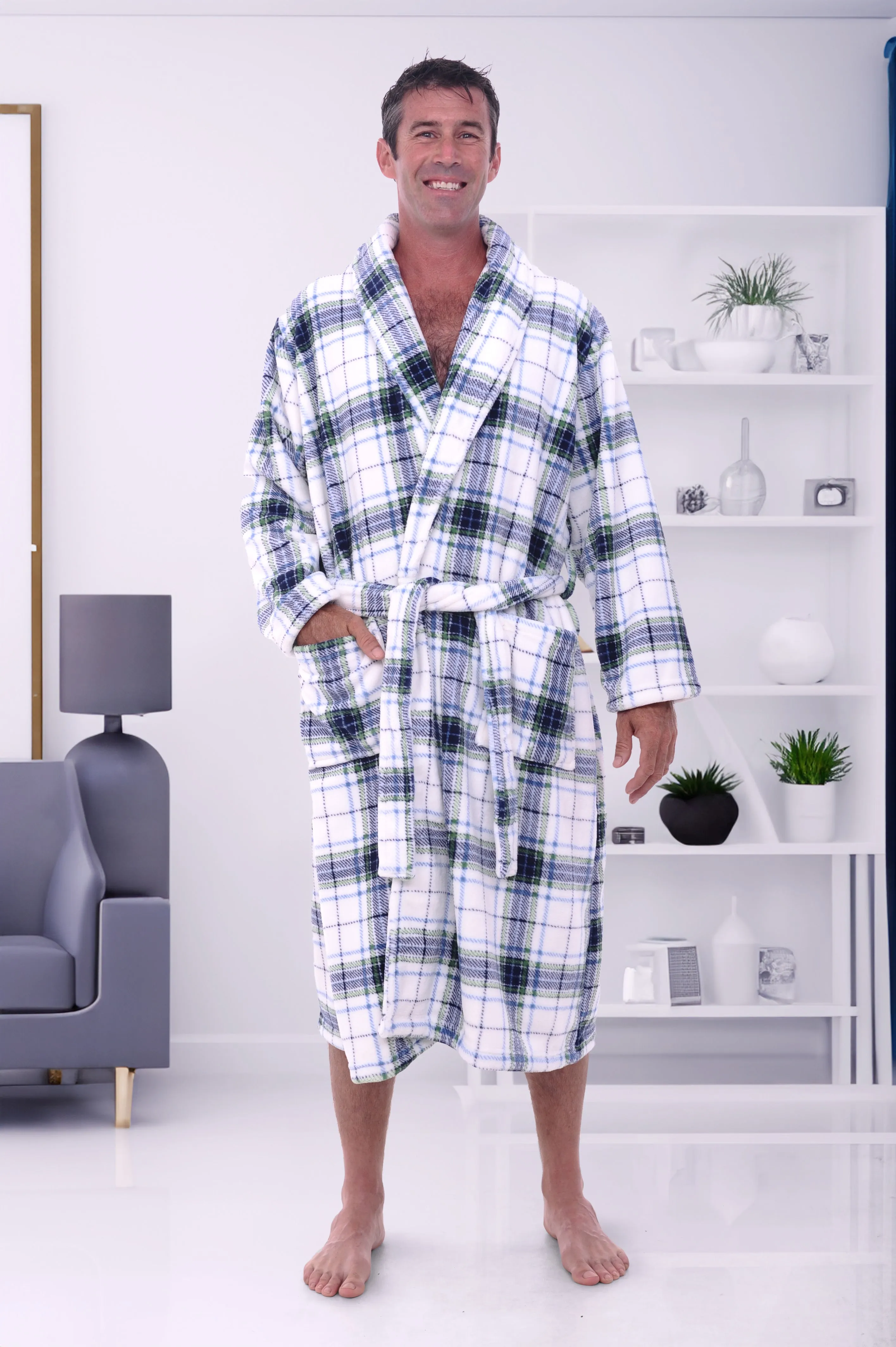 Men's Classic Winter Robe, Plush Fleece Bathrobe