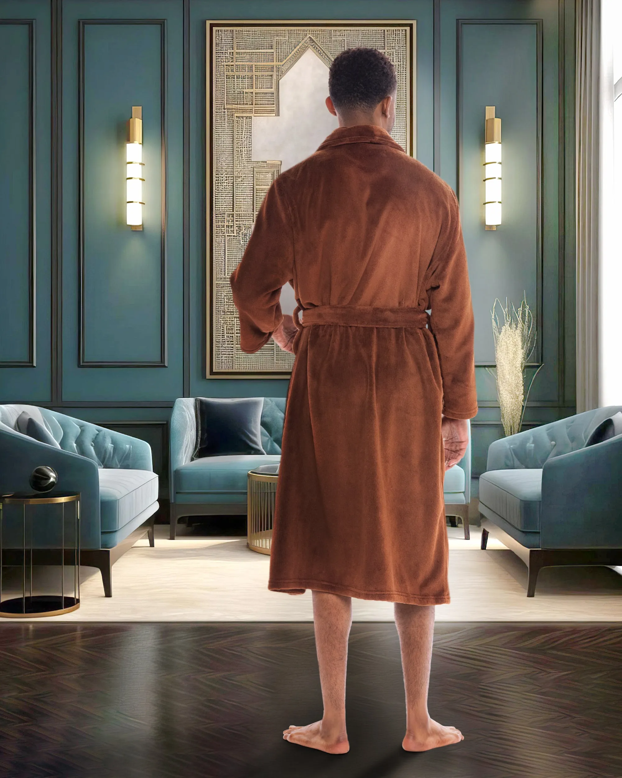 Men's Classic Winter Robe, Plush Fleece Bathrobe