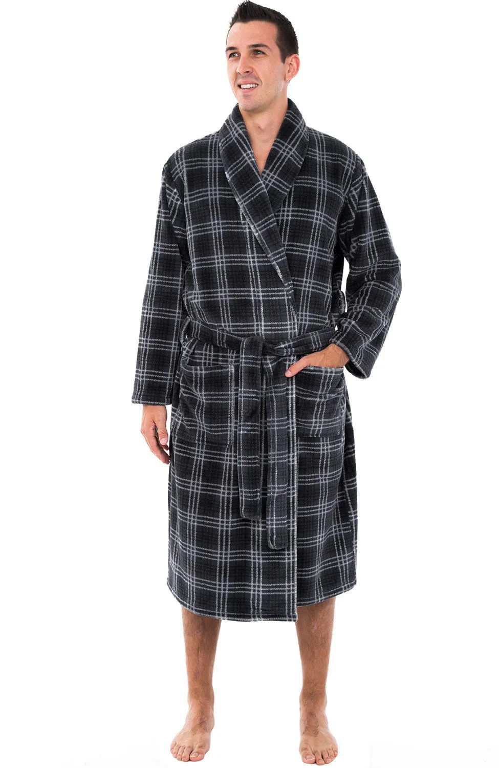 Men's Classic Winter Robe, Plush Fleece Bathrobe