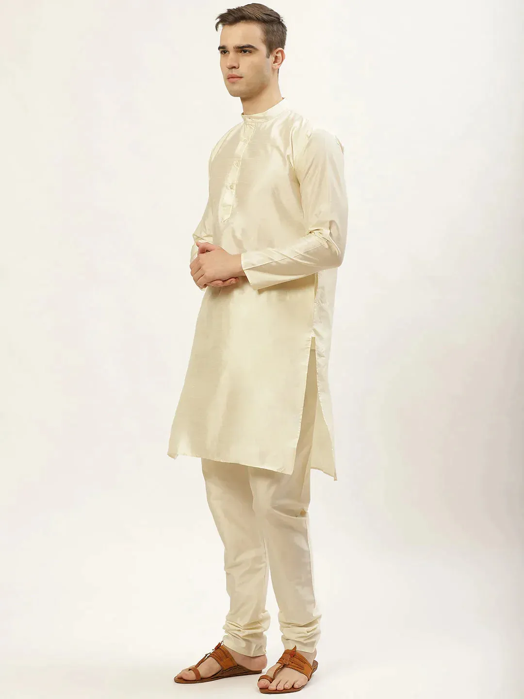 Men'S Printed Nehru Jacket And Kurta Pyjama Set