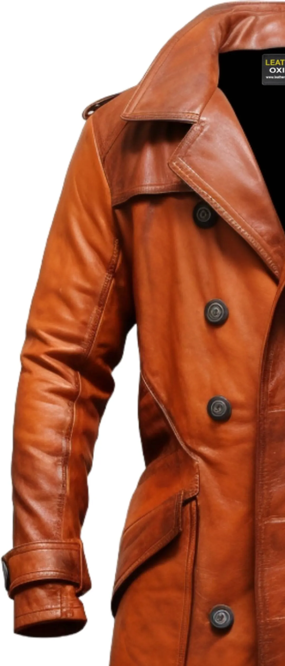 Modern Tan Brown Leather Coat for Men