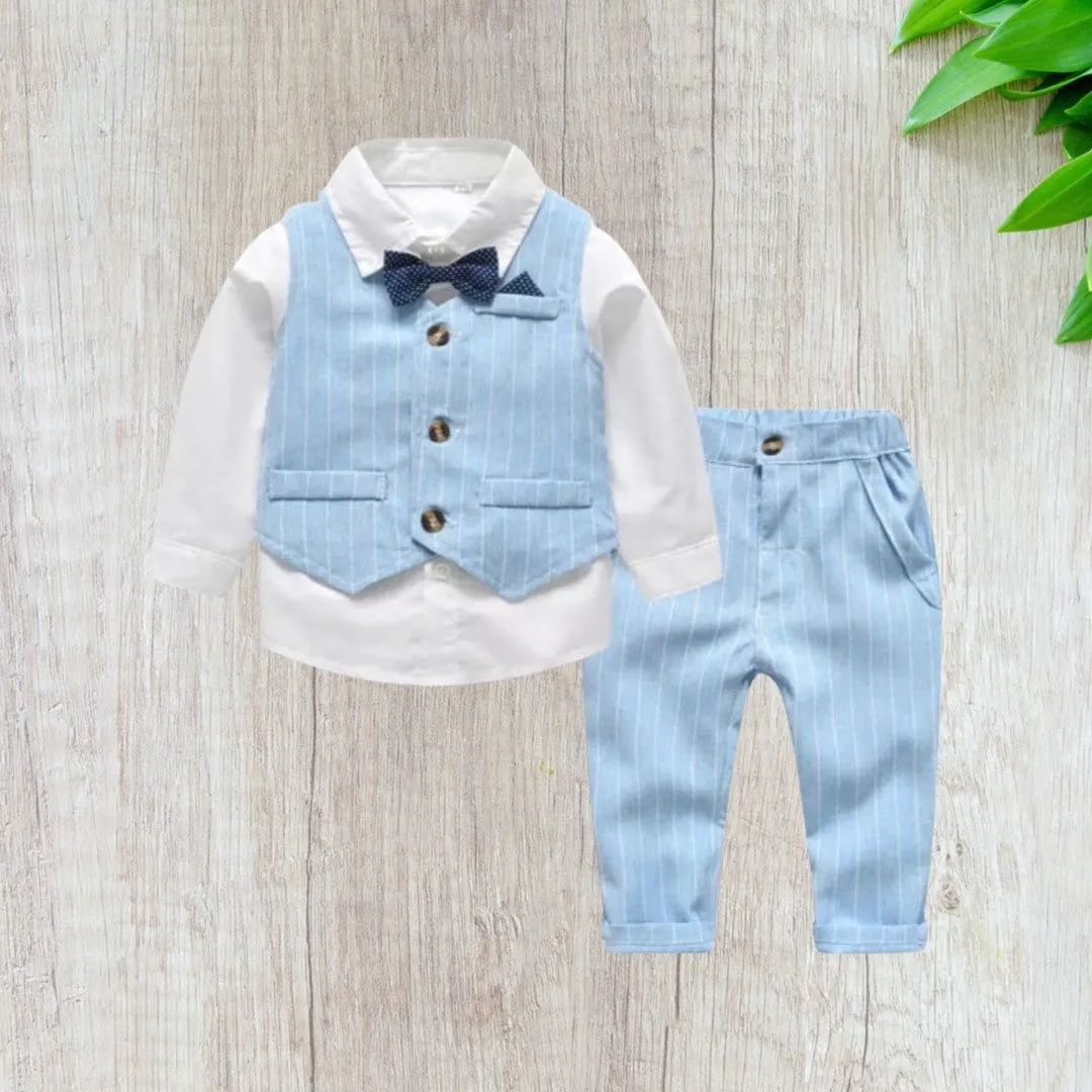 Monaco - Boys Linen Look Suit Set with Bow tie