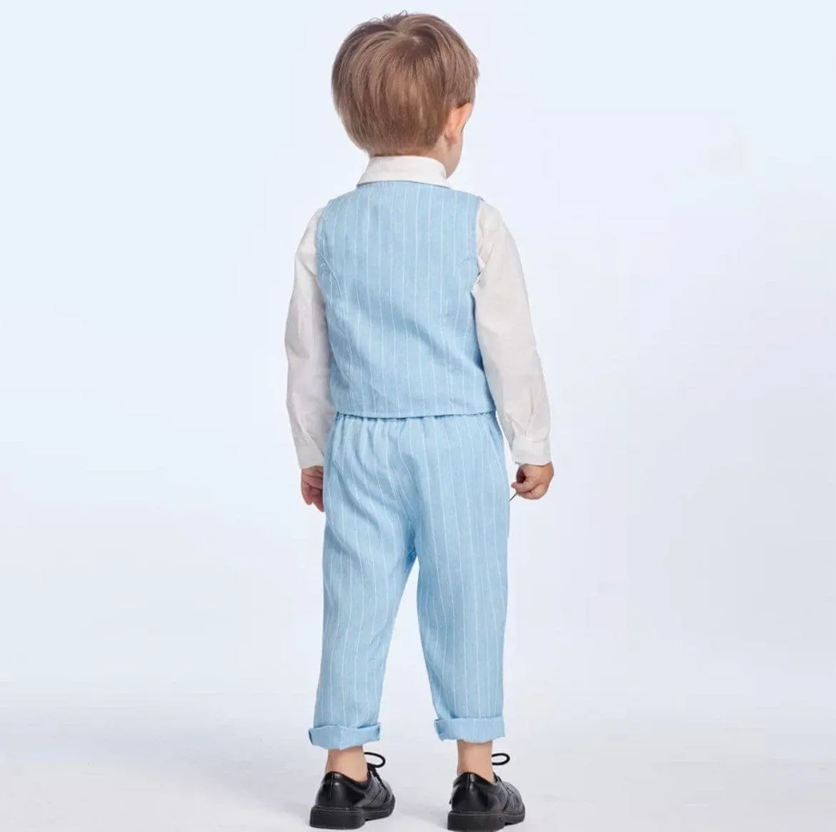 Monaco - Toddler Boys Linen Look Suit Set with Bow tie