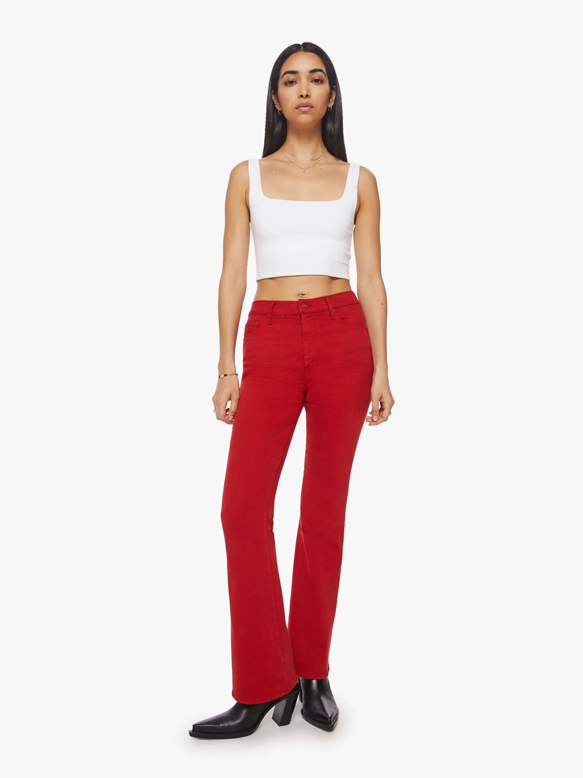 Mother - High Waisted Weekender Skimp in Haute Red