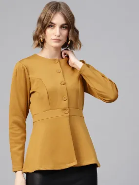 Mustard Scuba Peplum Coat