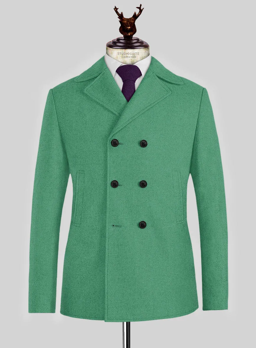 Naples Derby Green Tweed Pea Coat