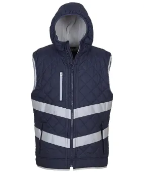 Navy - Hi-vis Kensington hooded gilet (HV007)