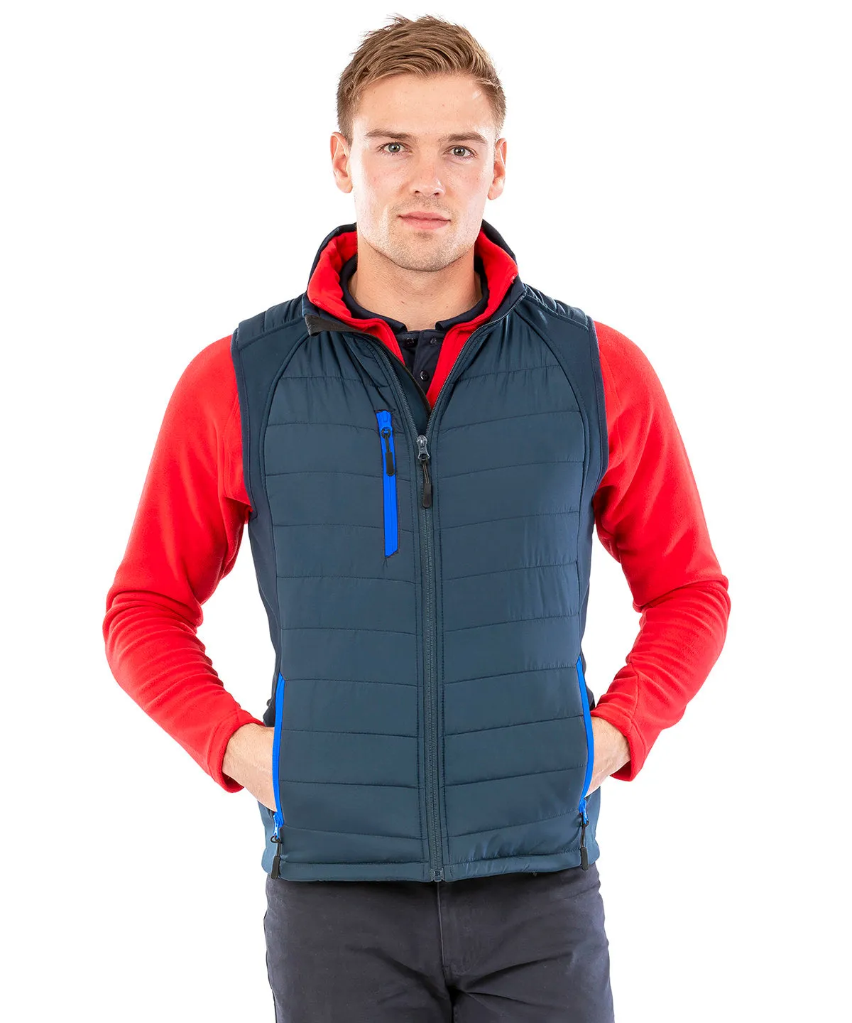 Navy/Yellow* - compass padded softshell gilet