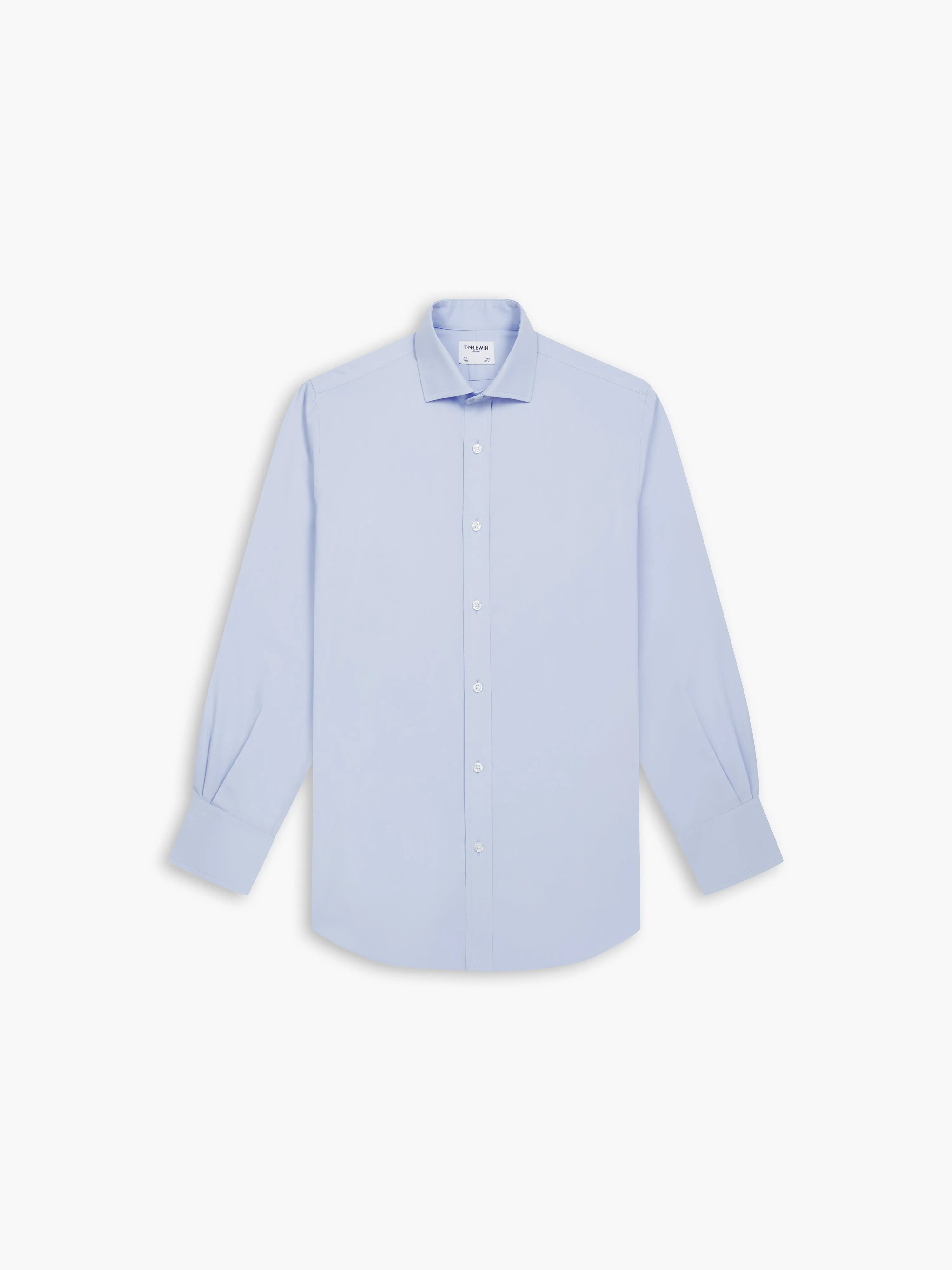 Non-Iron Blue Poplin Regular Fit Single Cuff Classic Collar Shirt