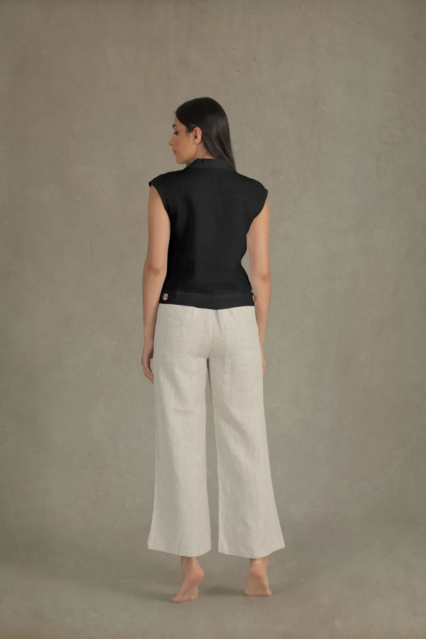 Nuvola Linen Top Black