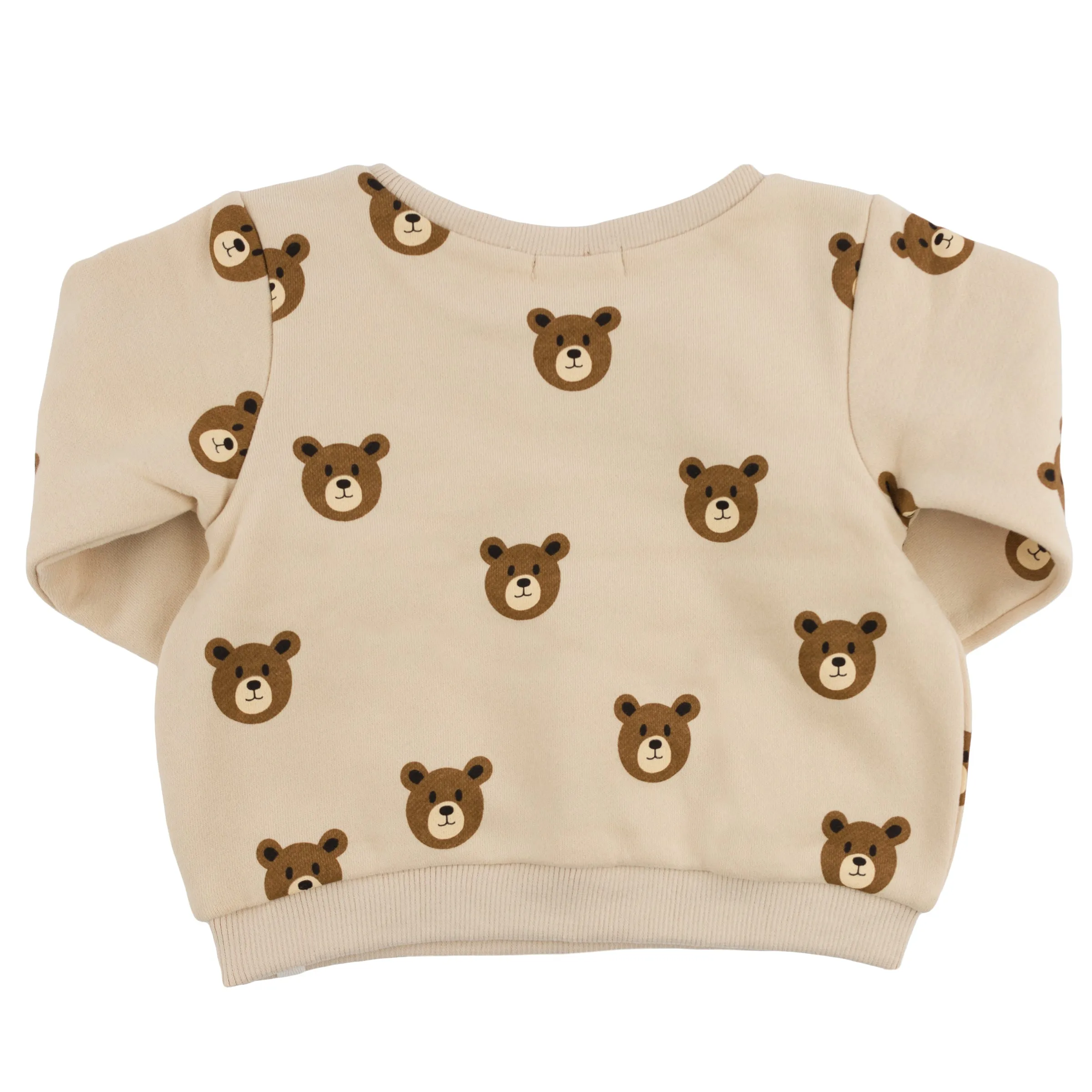 oh baby! Brooklyn Boxy Sweatshirt - Teddy Bear Faces Print - Biscotti